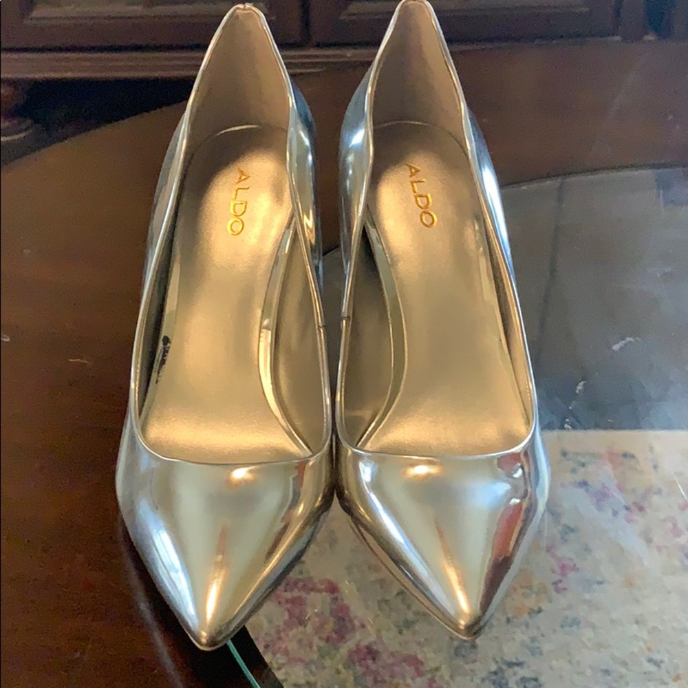 Chrome stiletto heels